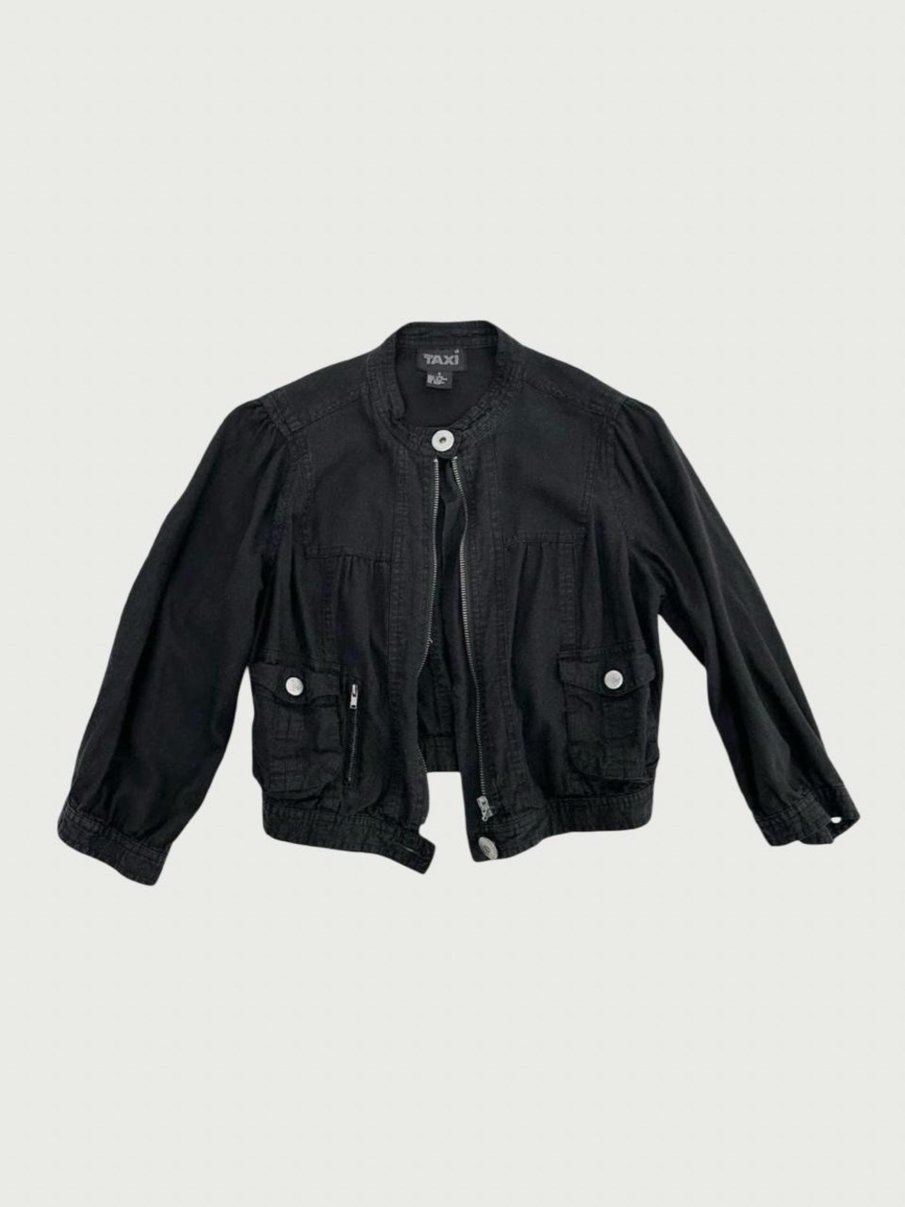 Cropped Linen 3/4 Sleeve Jacket